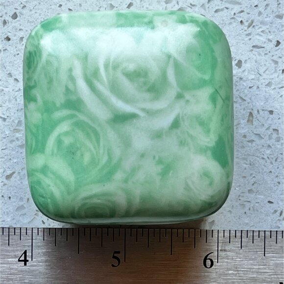 Oscar De La Renta Parfums Green Rose Pattern Ceramic Trinket Box - Picture 8 of 9